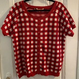 ModCloth Red and White Check Cardigan